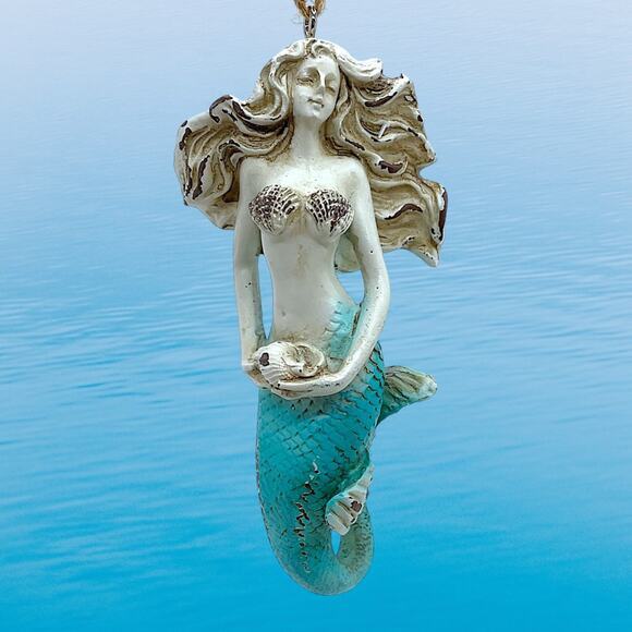 Mermaid Ornament Christmas Tree Distressed Flowing Nautical Beach Ocean New - Picture 1 of 4